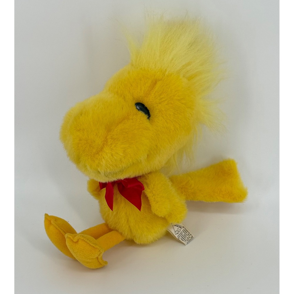 Vintage Dakin Peanuts Classic Collection Woodstock Plush Yellow Bird Red Bow